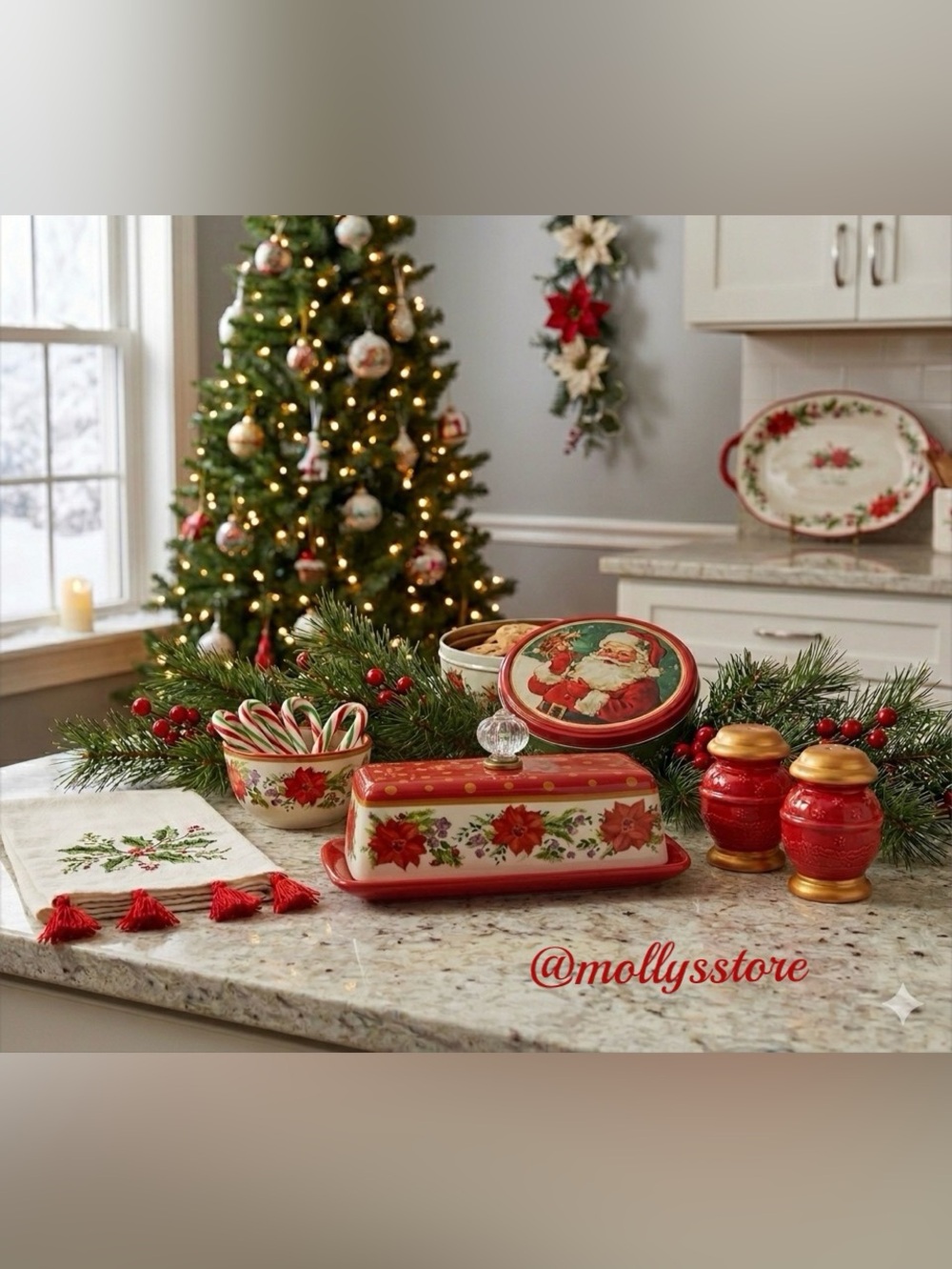 🩷 NWOT Pioneer Woman Christmas Butter Dish, Red - Picture 4 of 4